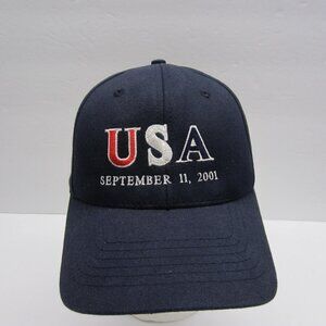 USA September 11,2001 NU-FITHat,Men's S-M, Fitted ,Embroidered, dark‎ navy blue